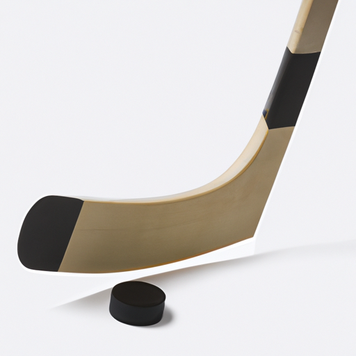 close-up of a hockey stick and puck
